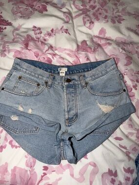 Billabong Daisy Dukes Light Blue Distressed Low RiseWomen's Denim Shorts